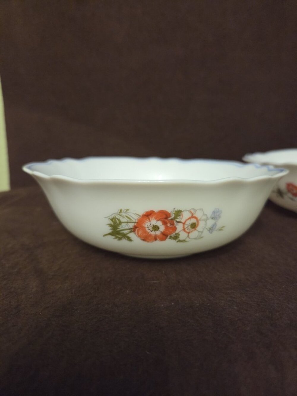 Pair/2 Arcopal France Paradise Milk Glass Cereal Bowls Floral Nice - Picture 4 of 7